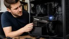 PC stuck on a white LED: reconnaître une carte graphique mal installée